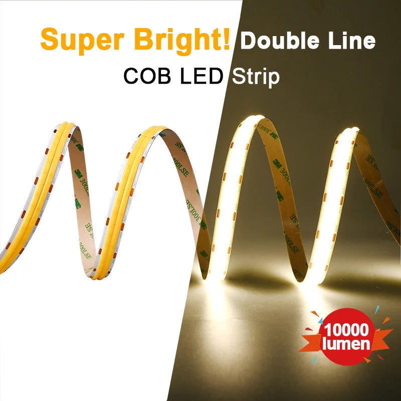 ruban led cob flexible double ligne 600 leds 3000k 4000k 6500k adhésif moderne