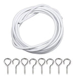 câble blanc crochets argentés kit suspension tiges blanches minimaliste fixations murales accessoires rideau anneaux