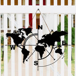 horloge murale carte monde noir flèches moderne sans fixation 39x29cm
