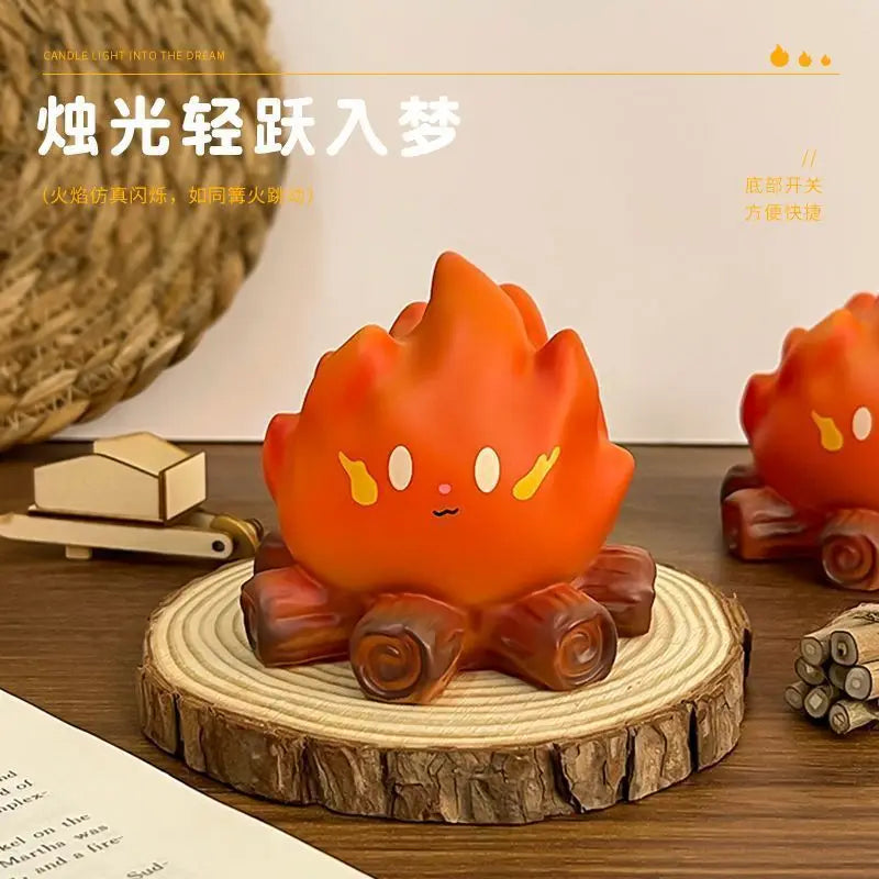 lampe table créative forme flamme dessin animé orange jaune mignon moderne chambre enfant