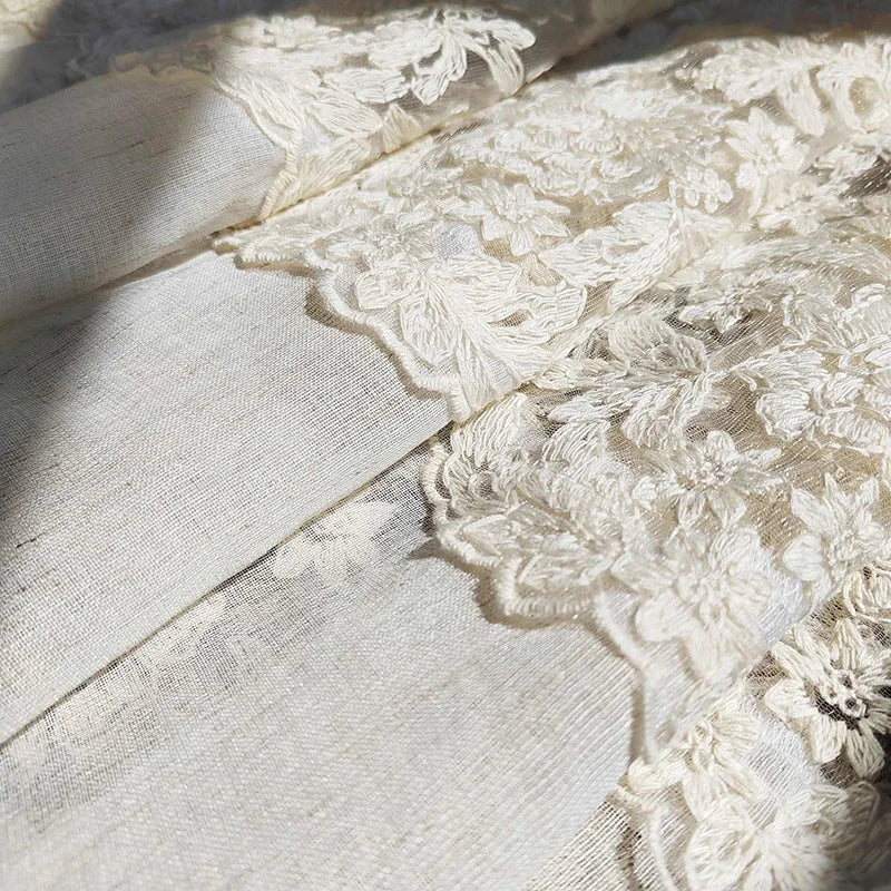 rideau dentelle fleur vintage blanc romantique translucide salon chambre bureauhôtel