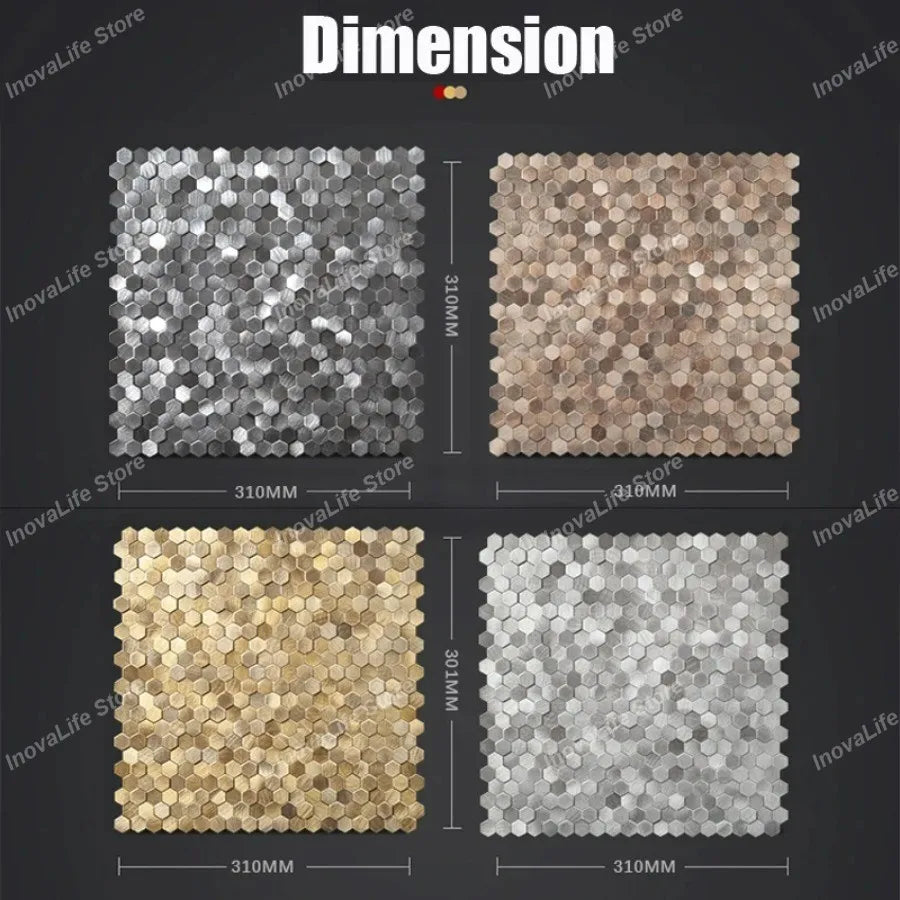 carreaux hexagonaux métal brossé adhésifs modernes gris bronze cuivre doré salle bain chambre