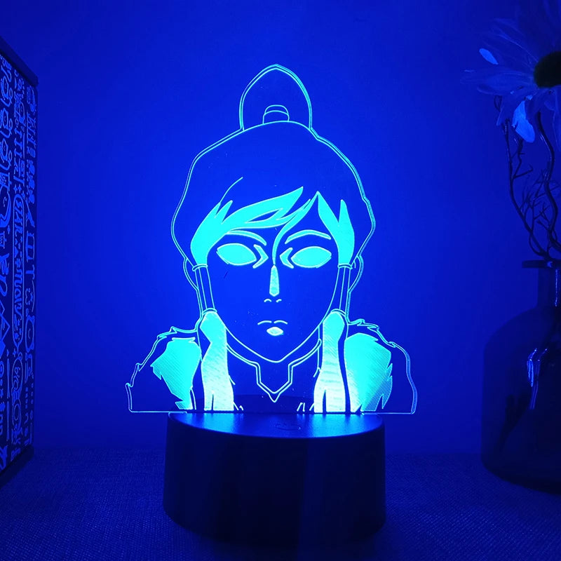 Veilleuse anime Avatar Aang allumée en bleu
