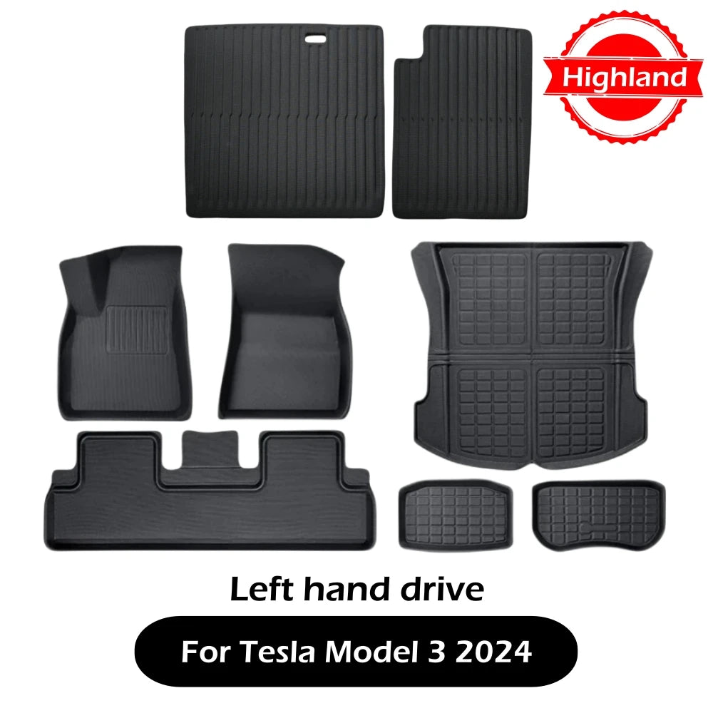 tapis sol 3d luxueux noir moderne tesla 2017 2024 tissé étanche