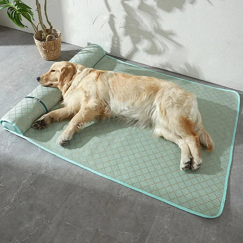 tapis refroidissant chien vert maille fine géométrique moderne confortablewasheringtintint