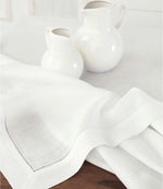 nappe lin blanc bordure festonnée table rectangulaire lavable machine simple élégant rustique minimaliste