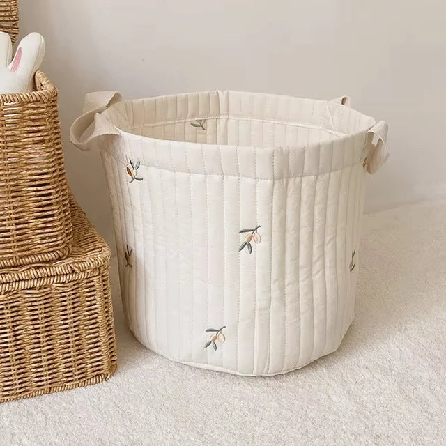 paniers brodés ours feuilles coton respectueux environnement multi usage salon opacité doux poignées tissu