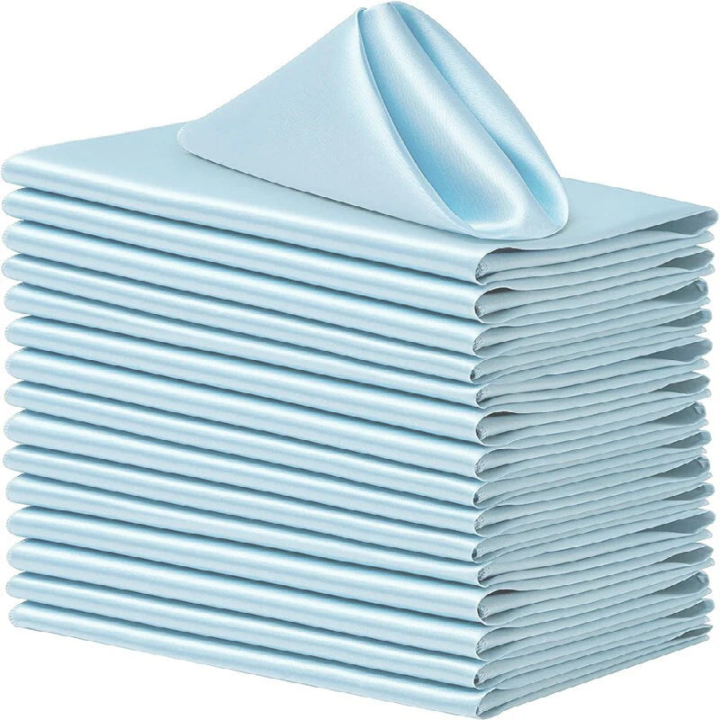 serviettes table couleur rouge vert bleu rose jaune satinées classiques ruban blanc inclusion étiquette