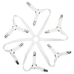 attaches élastiques clips métalliques blanc noir draps ajustables motif géométrique tissu élastique texturé minimaliste