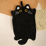 sac main noir chat yeux jaunes moustaches blanches oreilles blanches poignée