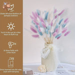 bouquet pampas séchés blanc rose bleu boho fluffly décoration maison anniversaire mariage party