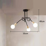 lustre moderne noir blanc doré branches métal ampoules led crochets chambre salon