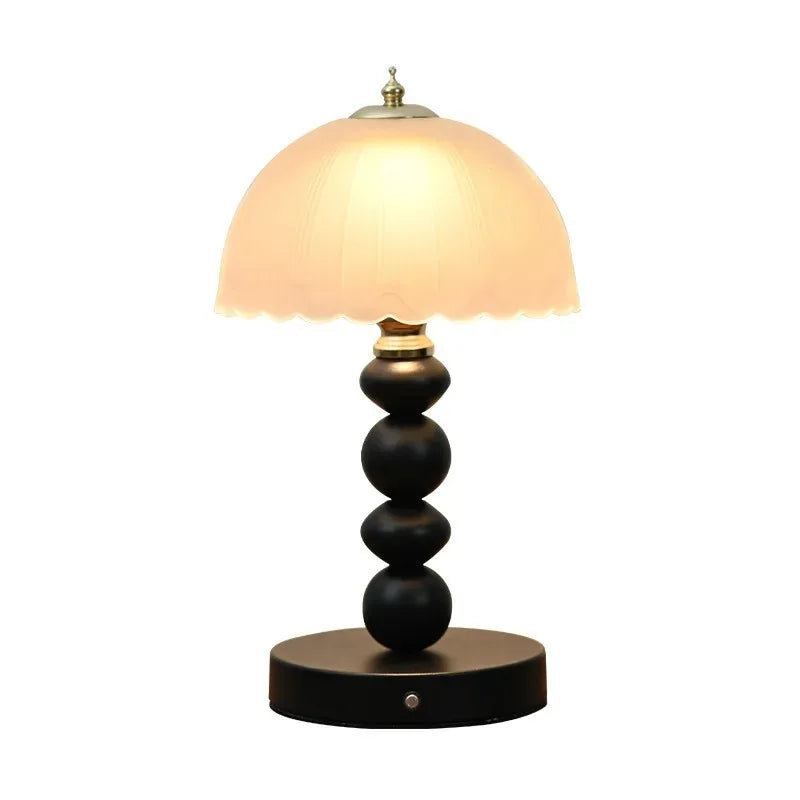 lampe table moderne verre métal rechargeable abat jour opaque minimaliste led blanc crème doré