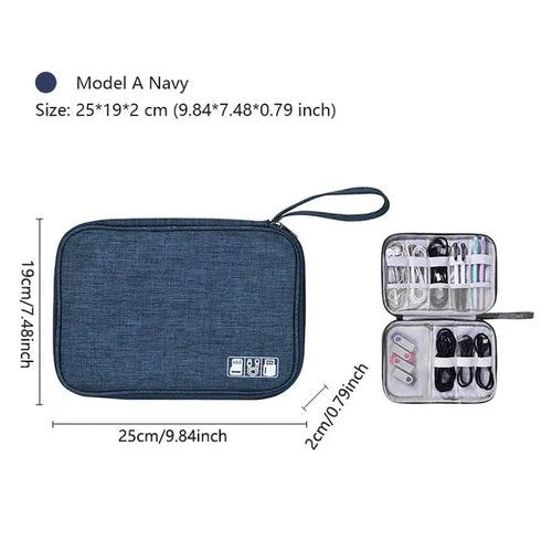 ensemble sacs rangement câbles accessoires électroniques voyage gris pochette organisateur portable toile pratique
