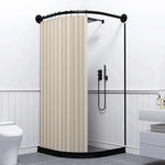 rideau douche moderne rayures verticales beige gris noir opacité crochet tufté polyester