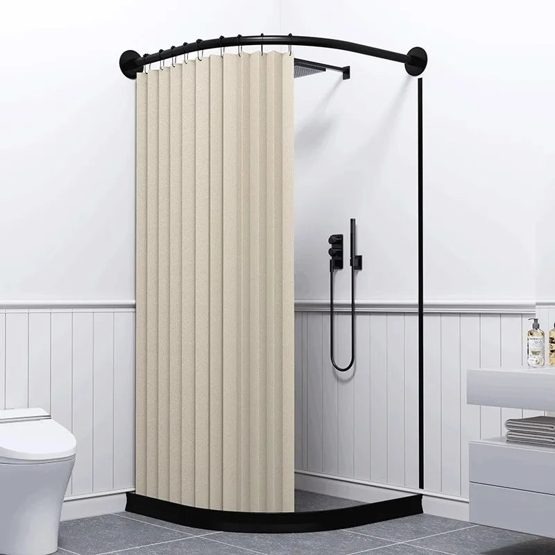 rideau douche moderne rayures verticales beige gris noir opacité crochet tufté polyester