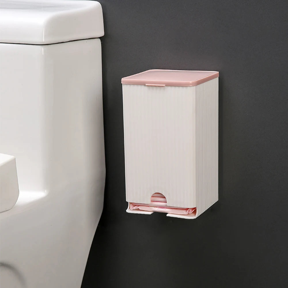 distributeur serviettes hygiéniques boîte rangement adhésif moderne rayures verticales blanc rose vertclair