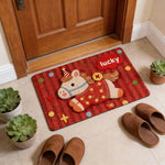tapis sol antidérapant polyester vinyle géométrique chevaux motifs floraux lettres chinoises happy lucky festive