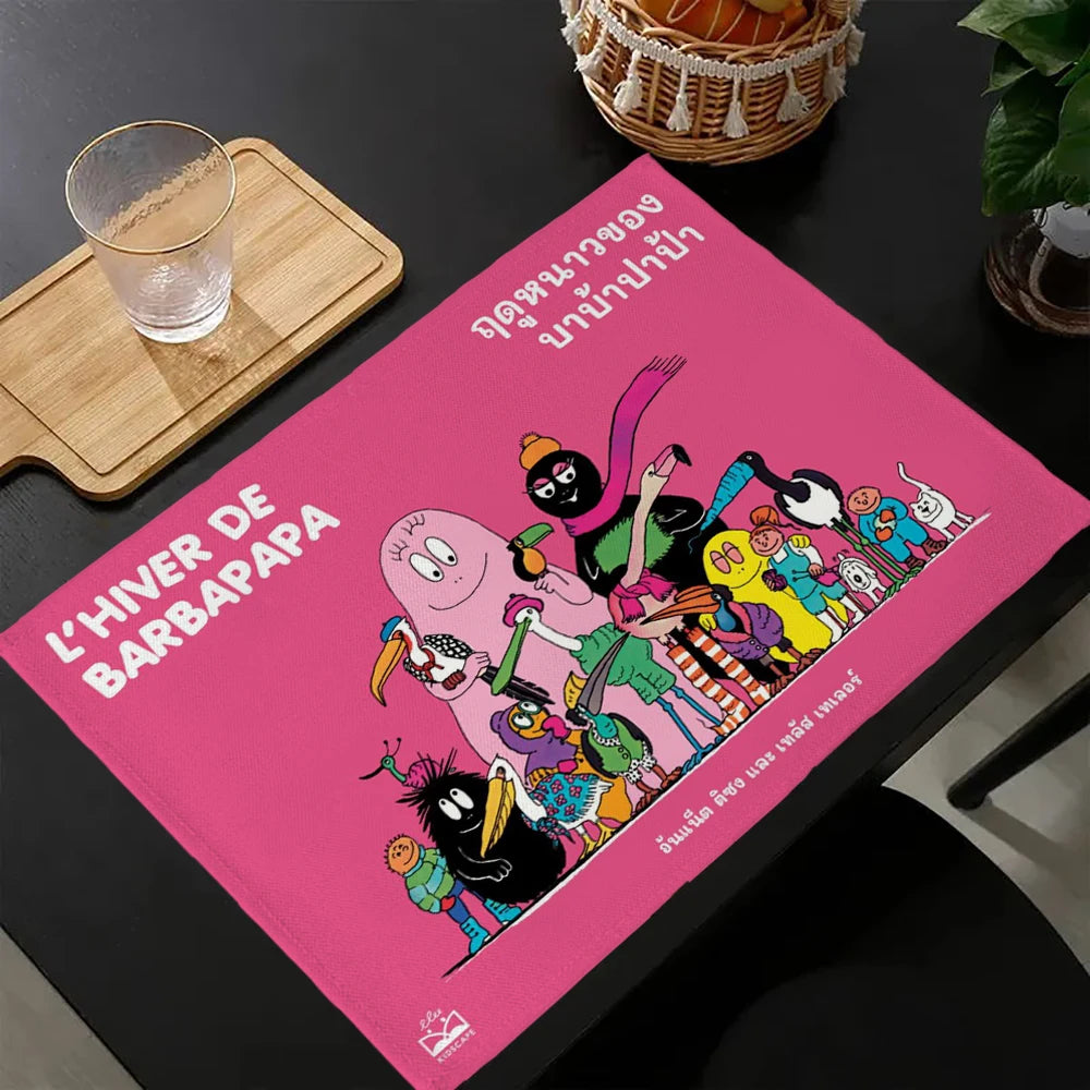 tapis multicolore dessins animés personnages cartoon table maison isolation thermique plats occidentaux