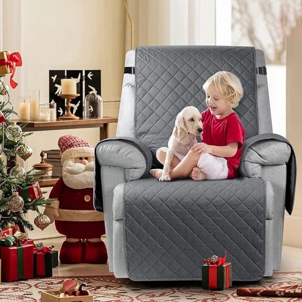 housse fauteuil moderne quilted vert gris beige antidérapante poche sécurité 100 polyestèreversible accueil