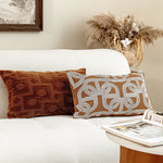 housse coussin rectangle polyester marron motif géométrique blanc contemporain décoration intérieure voiture