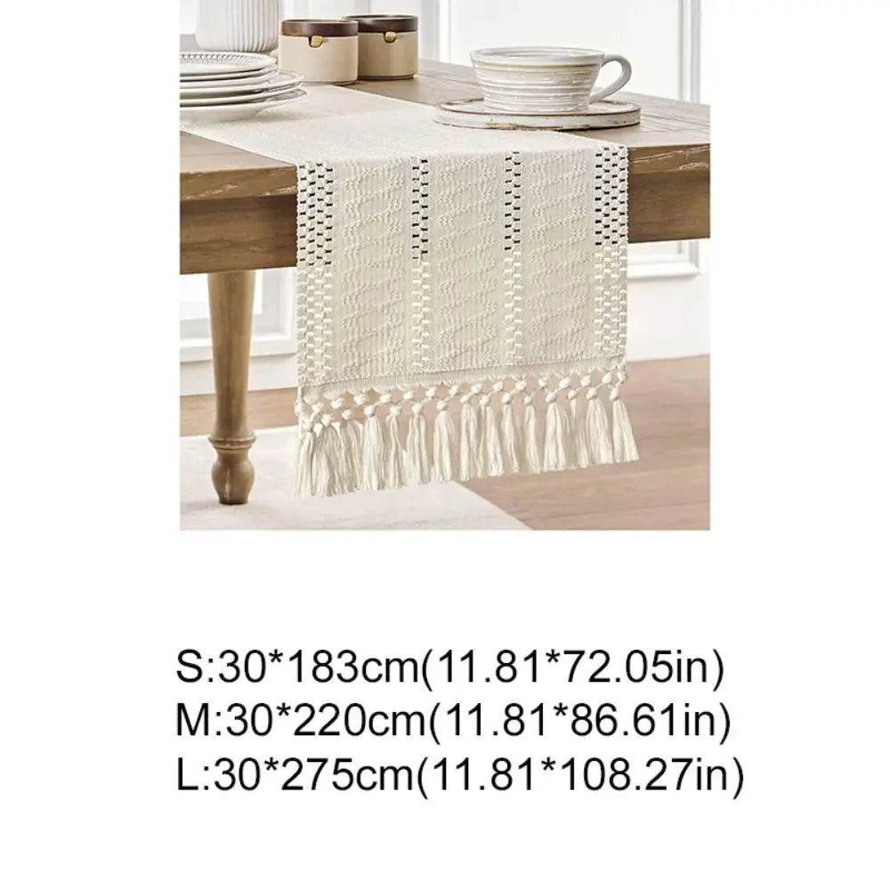 chemin table boho rustique franges motifs géométriques coton polyester décoration table manger fête