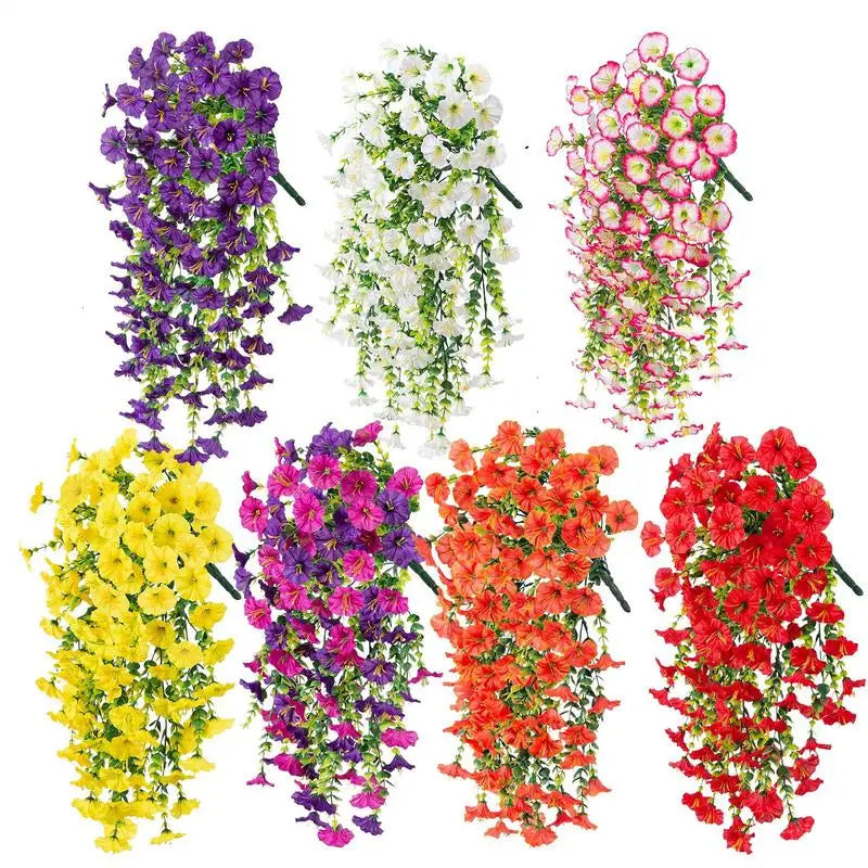 guirlande suspendue fleurs artificielles violet blanc jaune rouge moderne décoration intérieure extérieure maison jardin