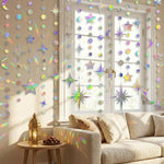 guirlande décorative festif étoiles lunes cercles iridescent mariage anniversaire eid mubarak holographique brillant