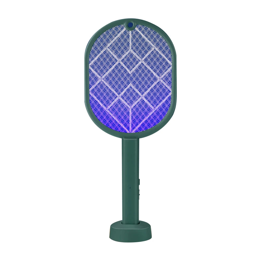 raquette électrique anti moustiques gris violet surface rotative moderne rechargeable fly swatter zapper
