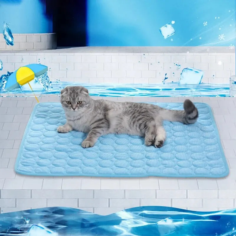 tapis quilted rafraichissant moderne chat bleu clair gris confortable été 40x30cm 50x40cm