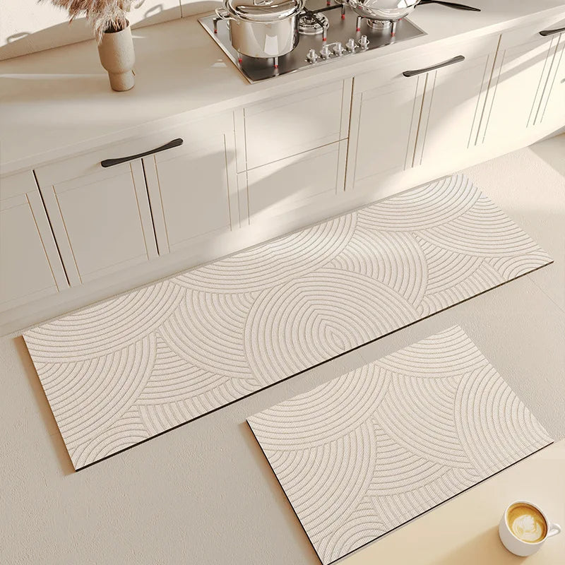 tapis sol intérieur gris blanc rayures modernes antidérapant coton doux salle bain