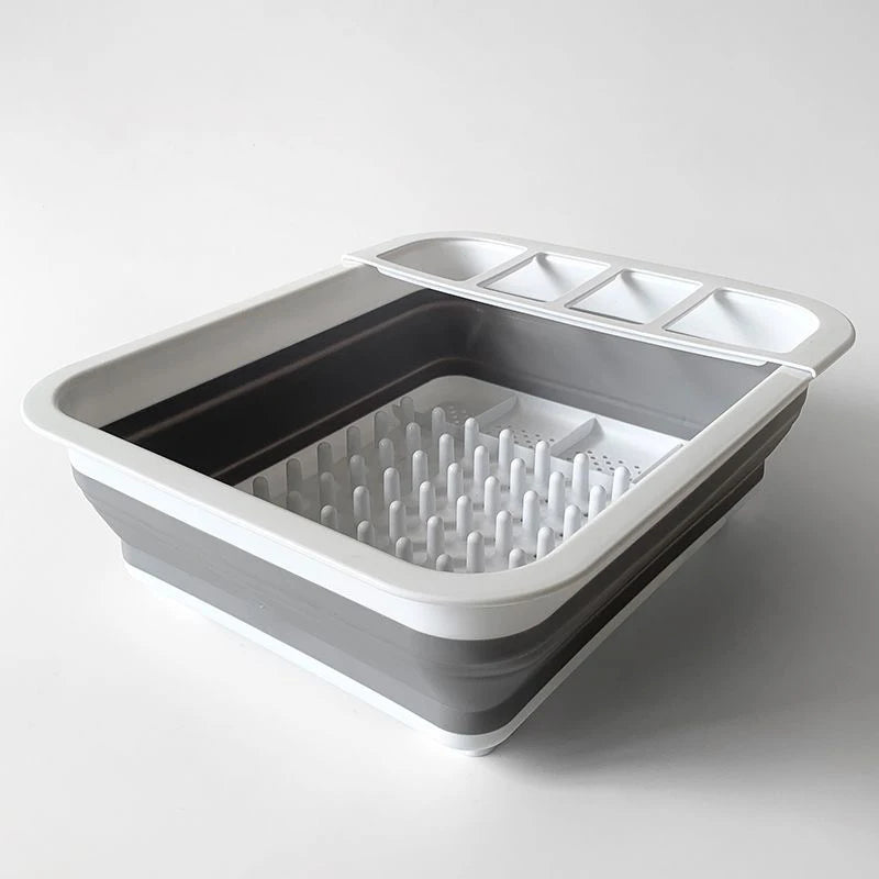 range vaisselle pliable blanc gris moderne assiettes couverts facile nettoyer camping car caravane bateau