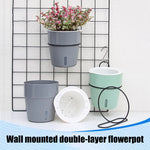 pots fleurs muraux double couche gris vert moderne crochets plante verte plastique pp