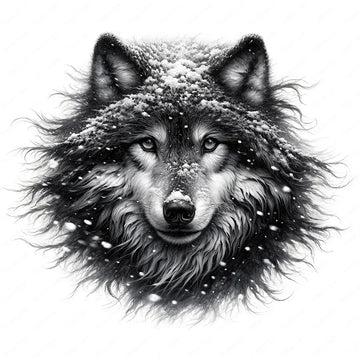 autocollant mural décoratif loup neige noir blanc sticker mur artistique salon chambre maison moderne