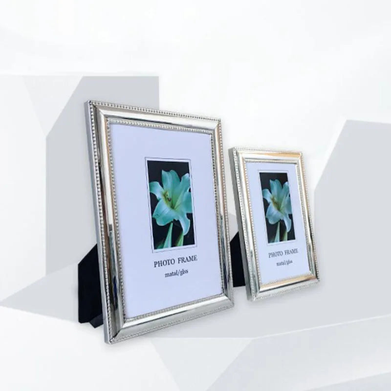cadre photo rectangle métal argenté relief texturé pouces pouces pouces décoration intérieure classique