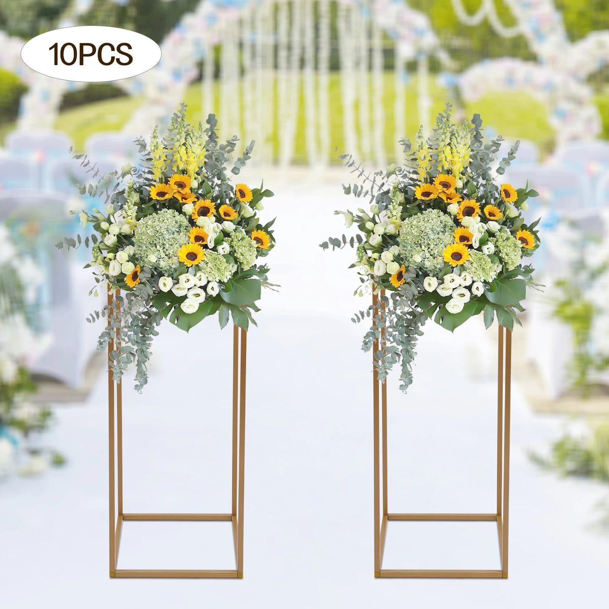 support fleurs doré moderne 60cm rectangulaire simple intérieur événement décoration table