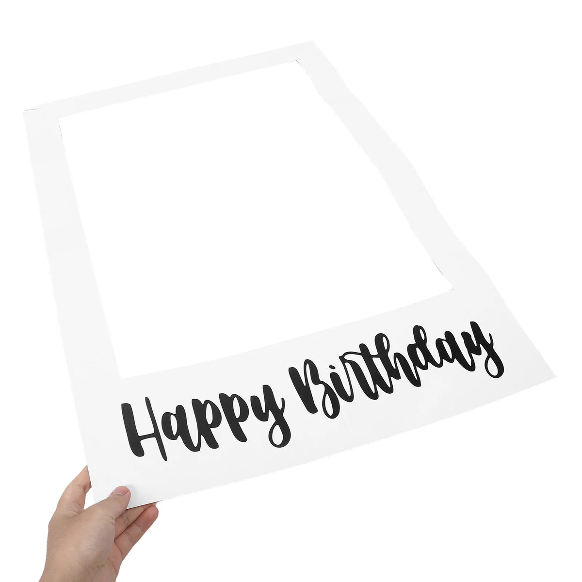 cadre photo anniversaire happy birthday calligraphie noir blanc deco polaroid photo event selfie prop