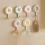 crochet mural adhésif décoratif moderne rose vert jaune blanc donut glaçage ppOpaque