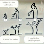 figurine métal silhouette personnage minimaliste moderne noir adhésif 7cm 14cm 21cm