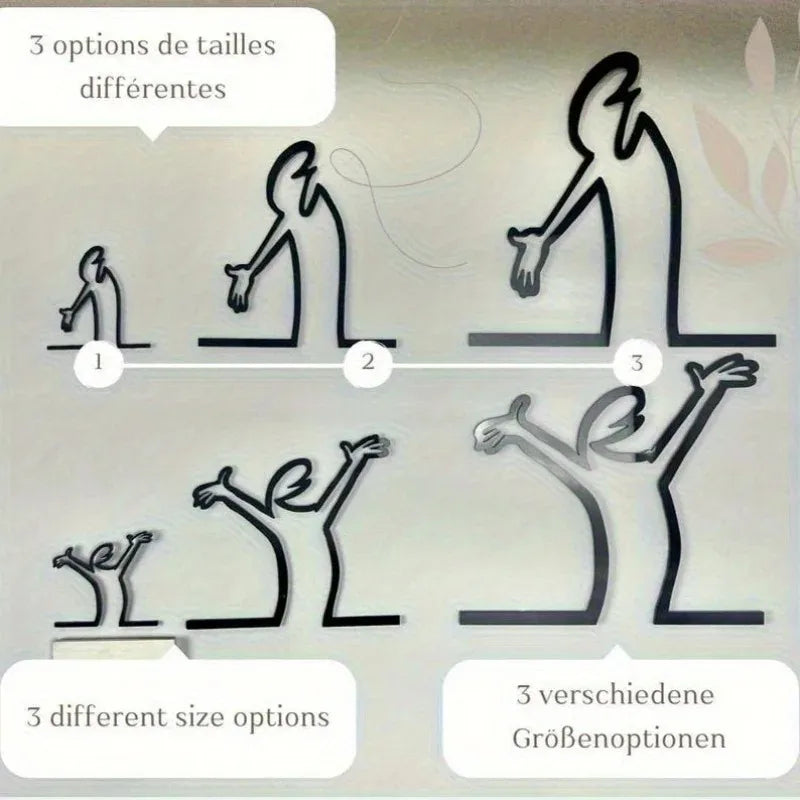 figurine métal silhouette personnage minimaliste moderne noir adhésif 7cm 14cm 21cm
