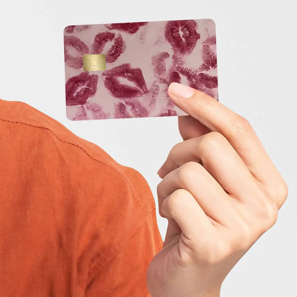 autocollants carte bancaire imperméable résistants baisers roses modernes pack pièces transparents