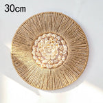 décoration murale boho chic circulaire motif floral rayures concentriques couleur beige blanc suspension murale