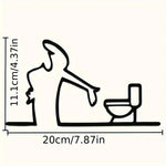 décoration murale autocollant noir silhouette toilette minimaliste linéaire personnage buvant