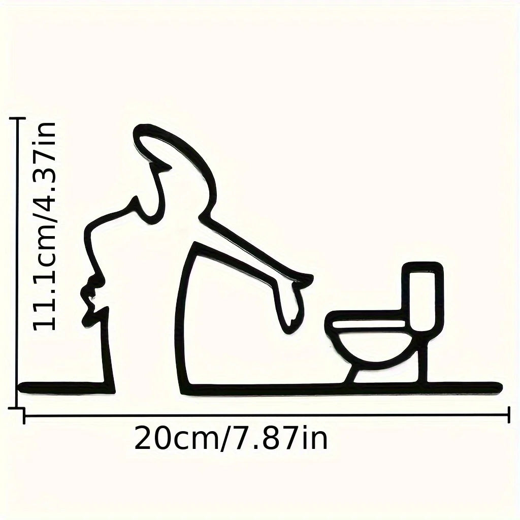 décoration murale autocollant noir silhouette toilette minimaliste linéaire personnage buvant
