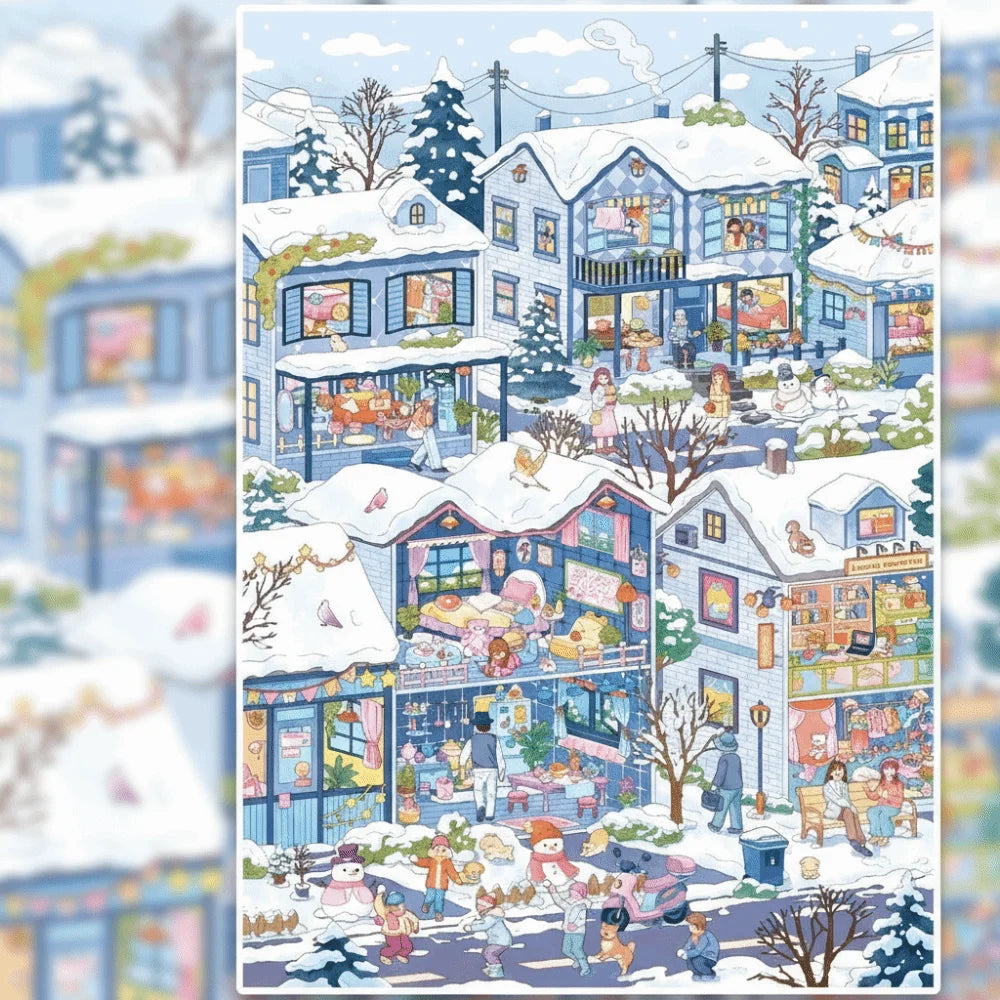puzzle pieces adhesive multicolore ville animée isométrique illustrative enfants maison poupéesDecorationScèneMiniature
