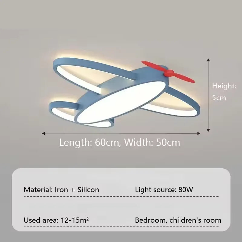lampe suspendue avion forme moderne enfant blanche brun chaînes led salon chambre