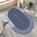 tapis bain antidérapant absorbant rapide bleu gris motif pieds moderne