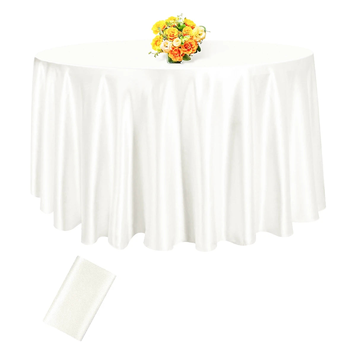 nappe table ronde satin blanc noir unie moderne opaquer 145cm 180cm 200cm 228cm