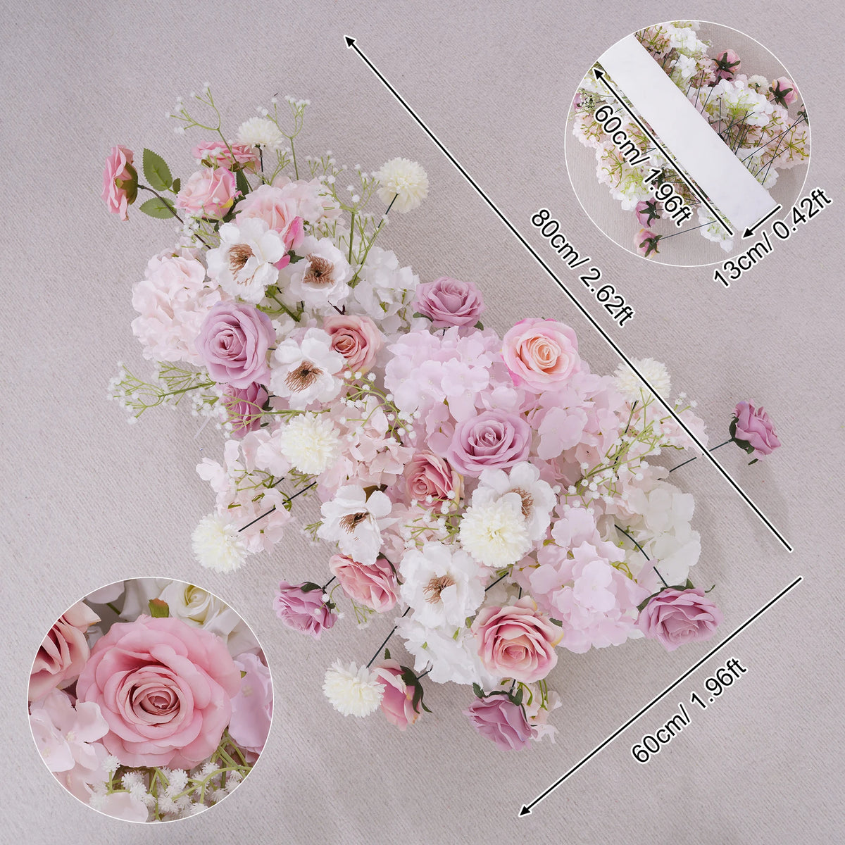 arche fleurs artificielles roses blanches lilas hortensias modernes élégantes extérieures mariage anniversaire fêtes
