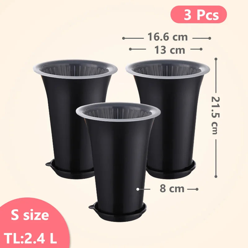pots orchidées noir moderne adhésif racines controle fleur plante verte 13cm 15cm 18cm
